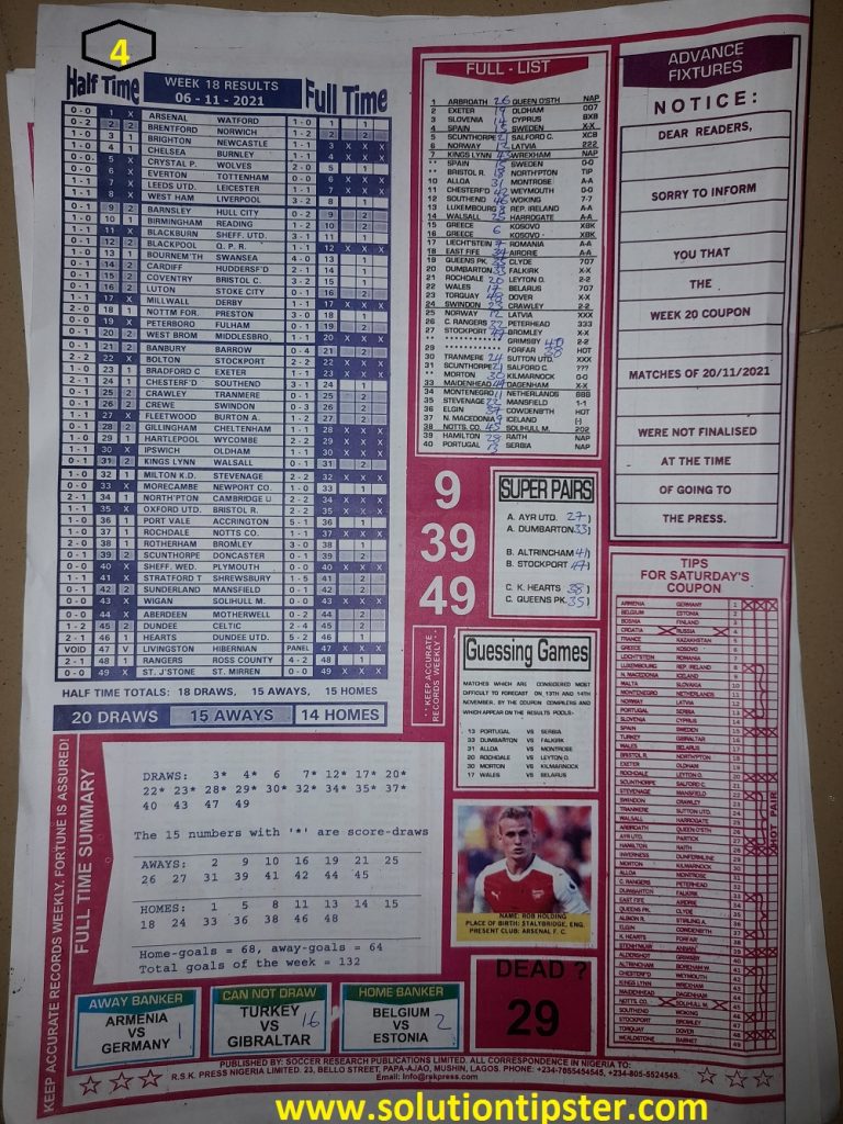 Week 19 Pools RSK Papers 2021 Soccer, Bob Morton, Capital Intl