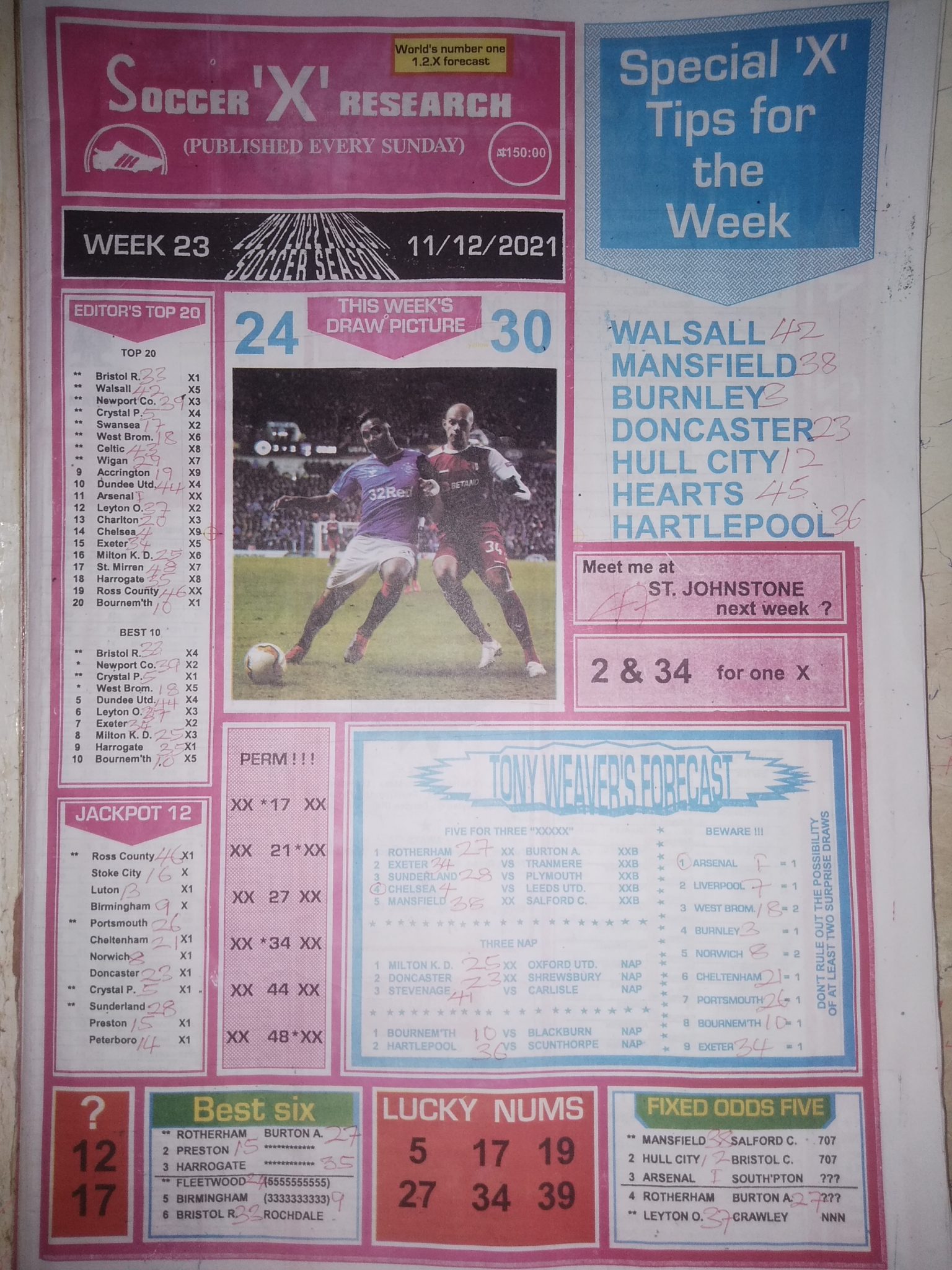 Week 23 Pools RSK Papers 2021 Soccer, Bob Morton, Capital Intl